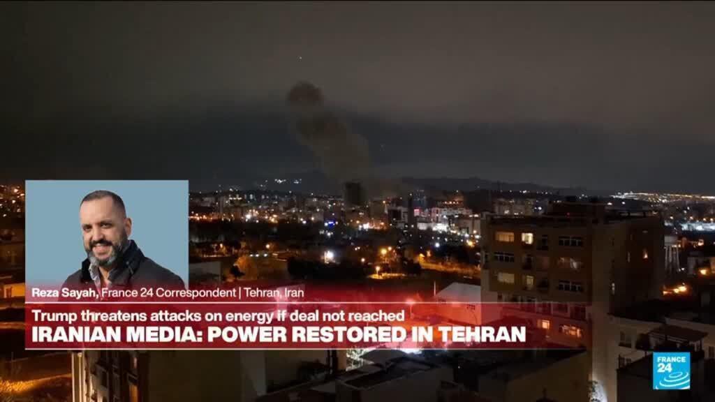 Video thumbnail for Multiple explosions, airstrikes knock out power in Tehran