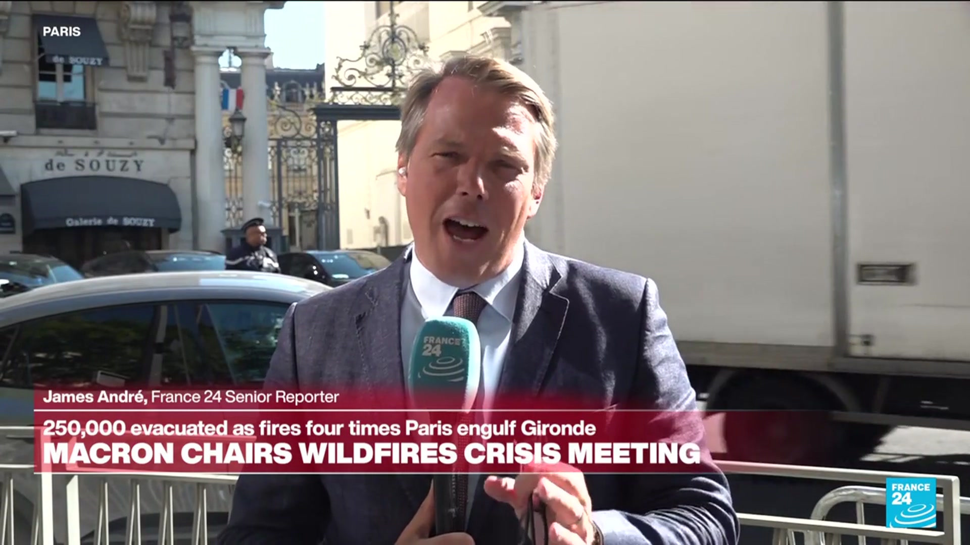 Video thumbnail for Macron calls crisis meeting as monster wildfires drive 250,000 from their homes
