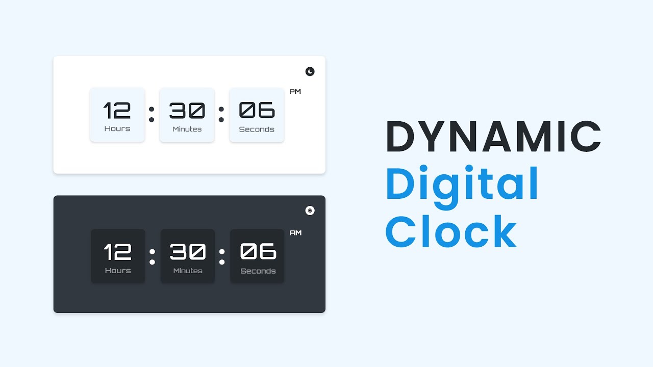 'Video thumbnail for Dynamic Digital Clock in HTML CSS and JavaScript _ Light and Dark Theme'