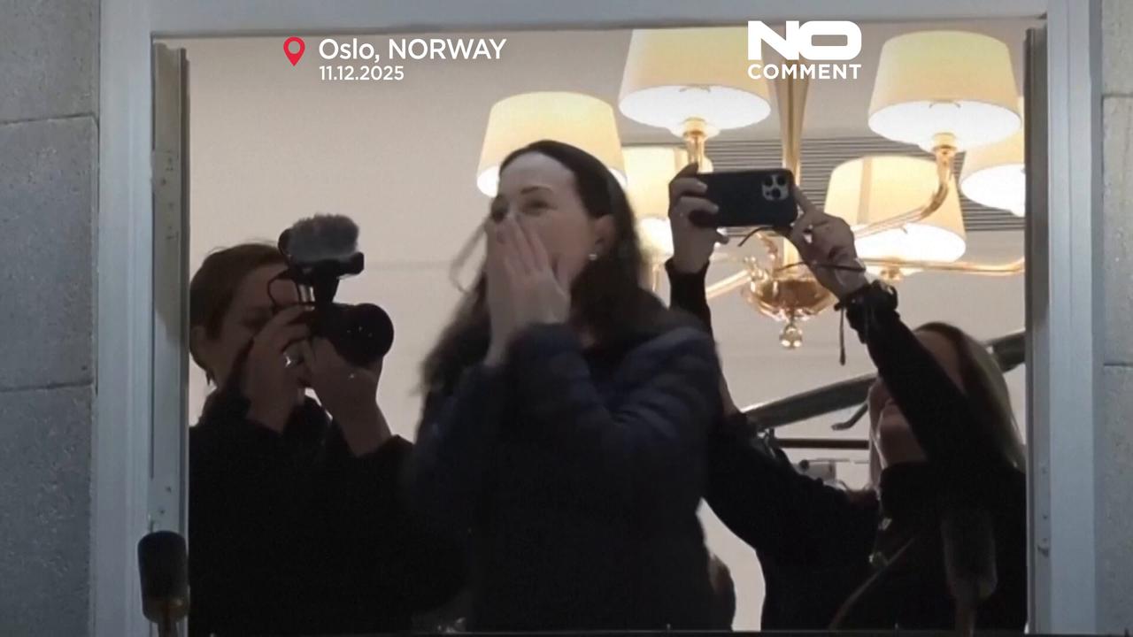 Video thumbnail for After months in hiding, Venezuelan Nobel laureate María Corina Machado greets crowds in Oslo