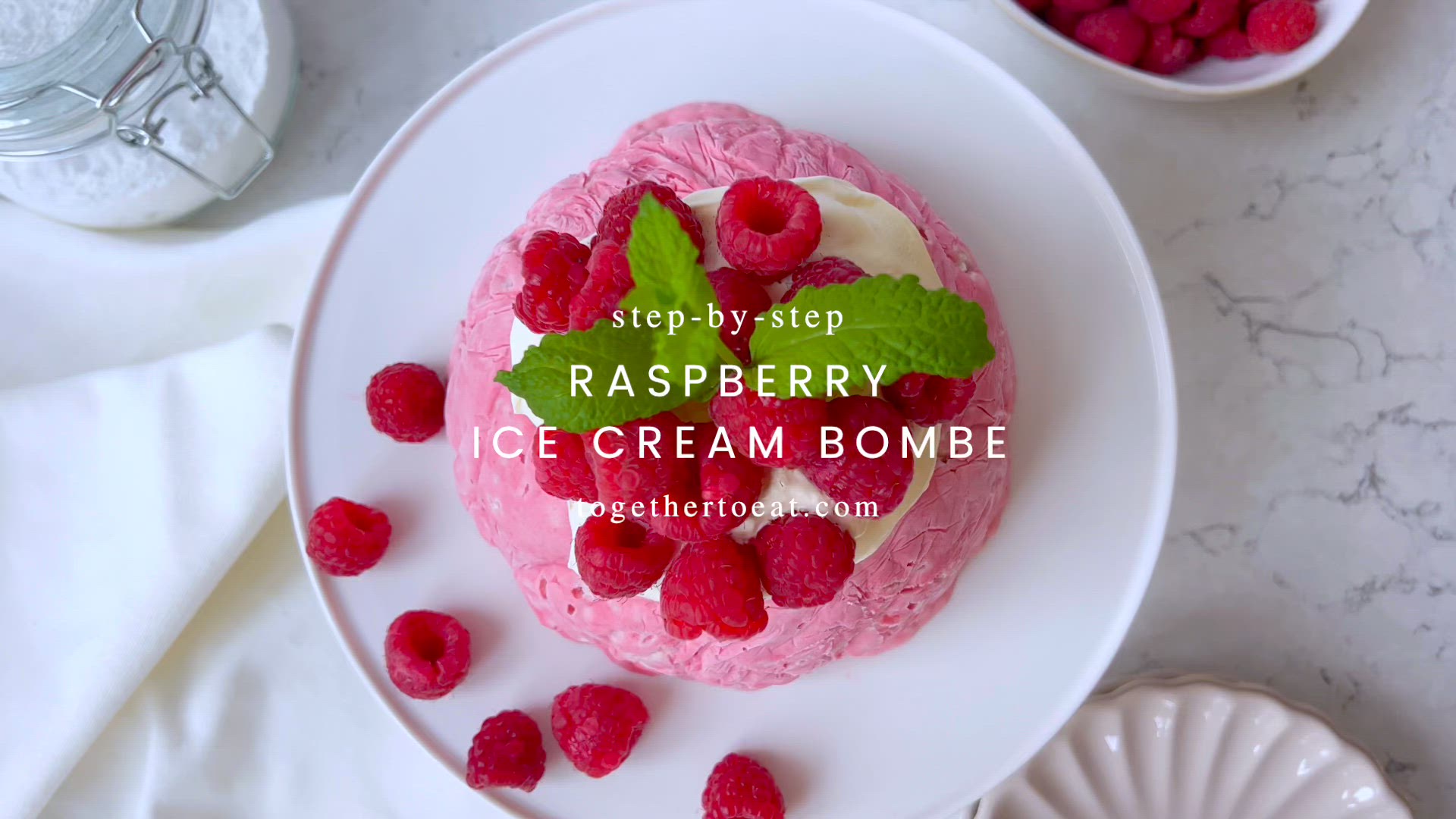 Video thumbnail for Raspberry ice Cream Bombe