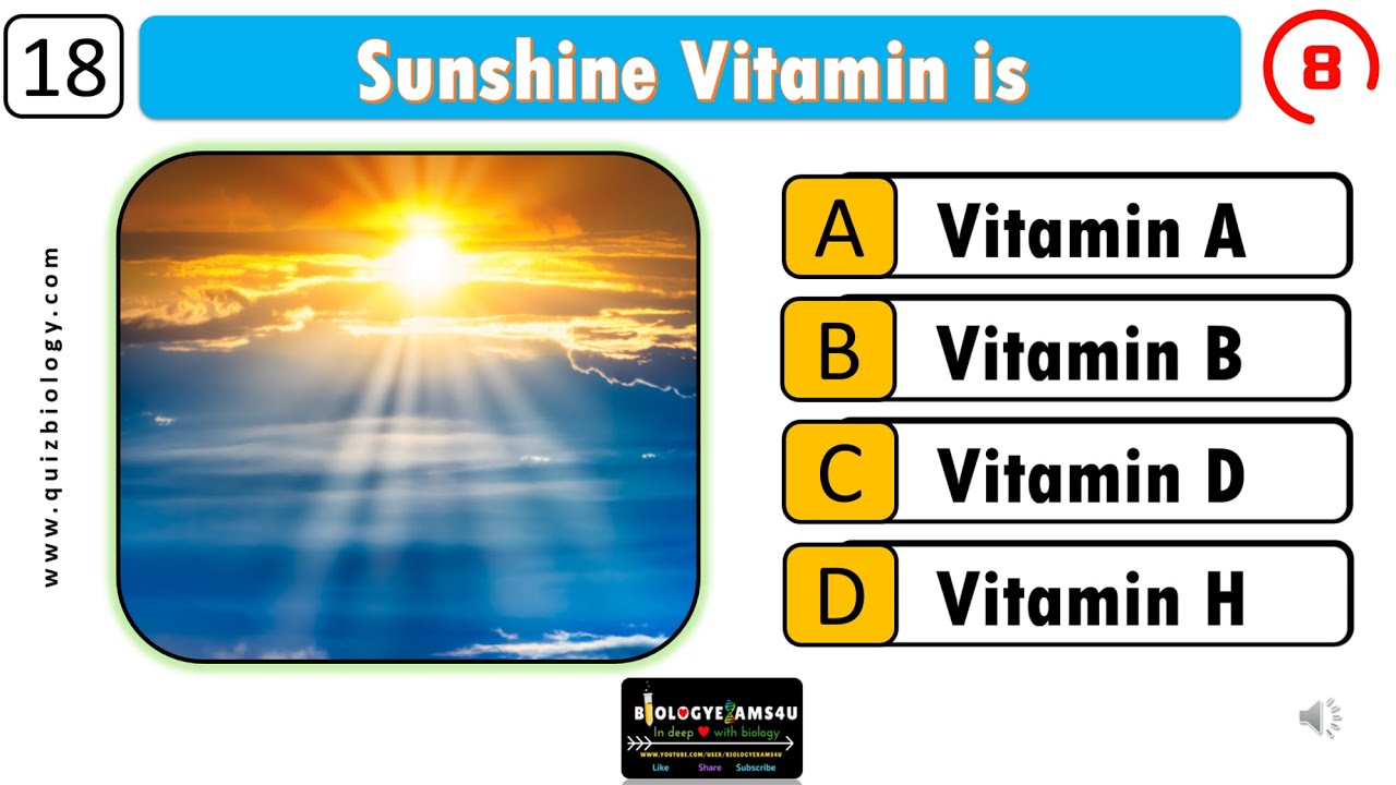 Video thumbnail for Test Your Knowledge: The Ultimate Vitamin Quiz! 25 Vitamin GK Questions || How Many Can You Answer?"