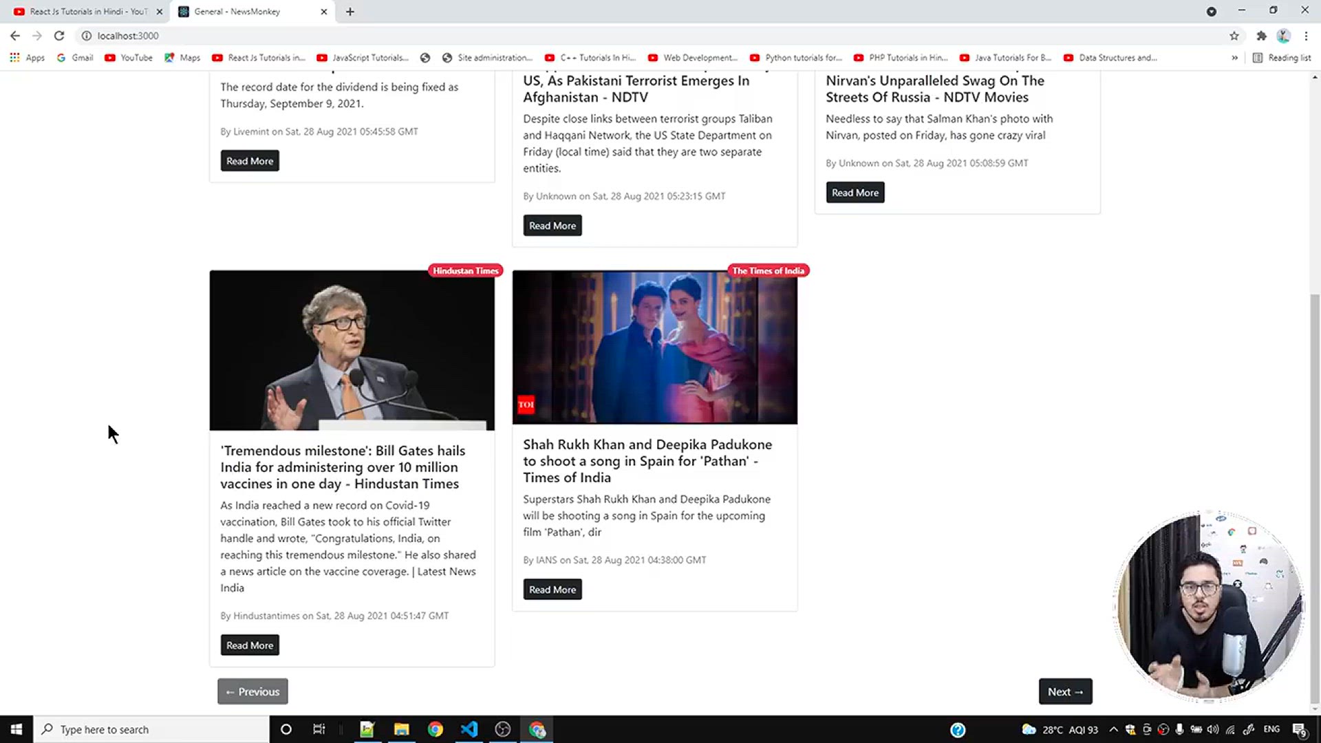 'Video thumbnail for Adding Infinite Scroll to NewsMonkey _ Complete React Course in Hindi #35'