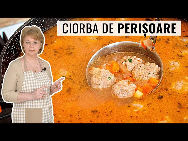'Video thumbnail for 👉 Așa fac eu PERIȘOARE PUFOASE! Rețeta de ciorbă de perișoare din carne amestec, acrită cu borș!'