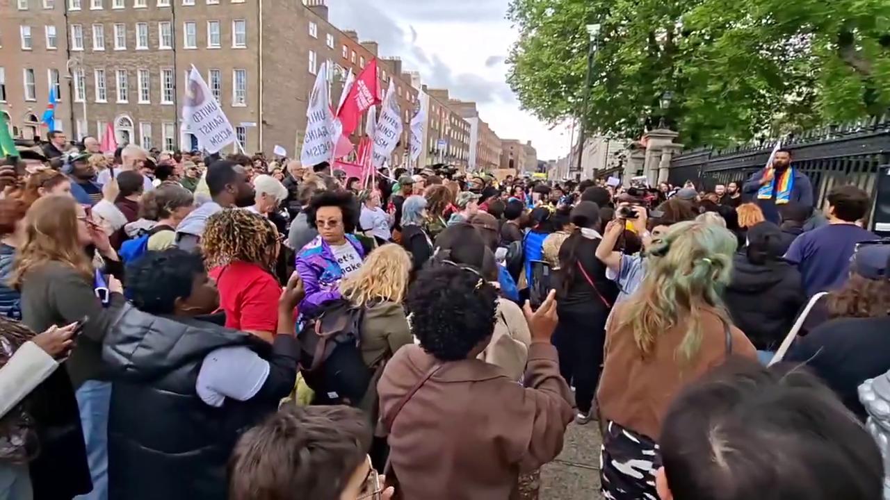 Video thumbnail for Ireland: Hundreds Rally Outside Parliament Demanding Justice for Yves Sakila.