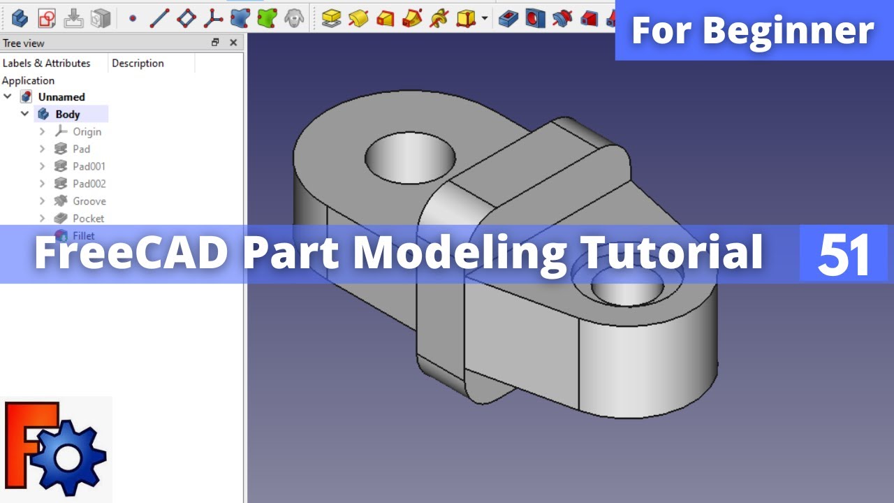 'Video thumbnail for FreeCAD Part Modeling Tutorial 51 | FreeCAD Tutorial | FreeCAD Part Design | Mechnexus |'