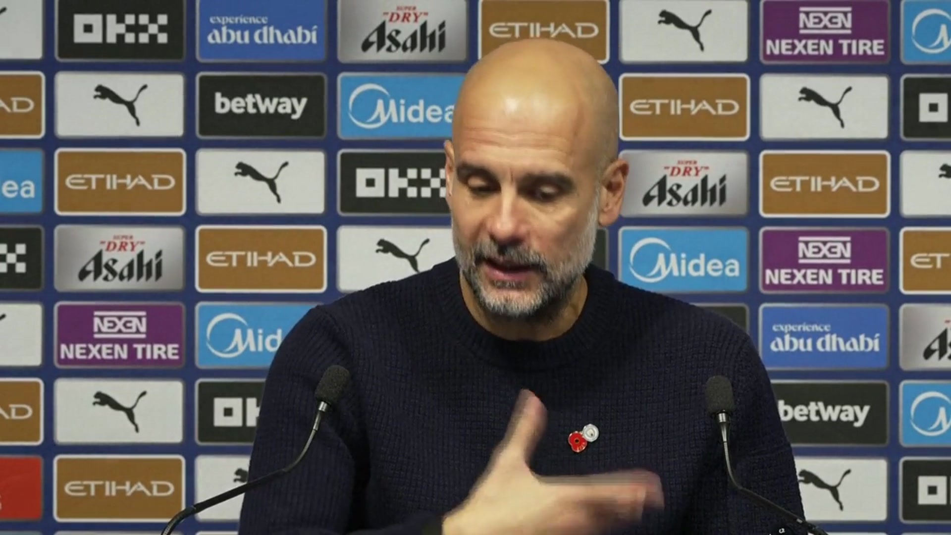 'Video thumbnail for Guardiola: "hopefully Arsenal can concede one goal one day"'