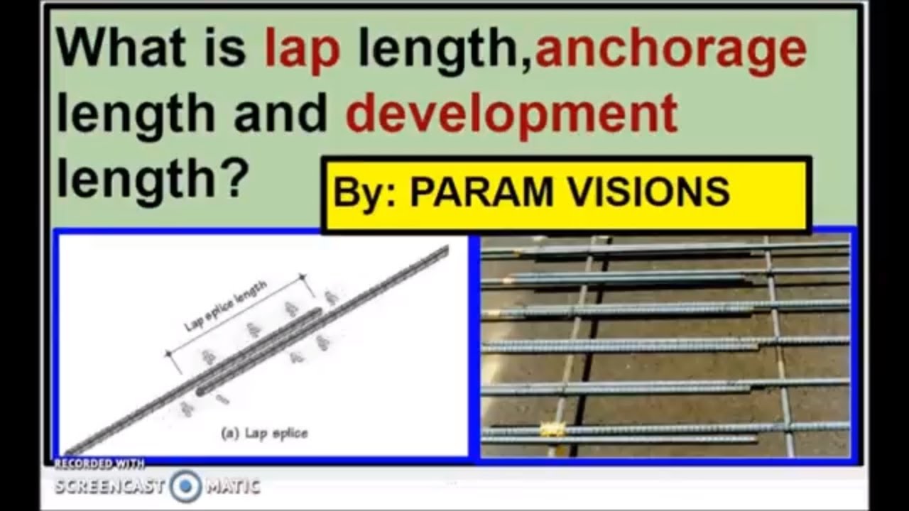 'Video thumbnail for What is lap length, development length and anchorage length?/Lap length Vs development length'