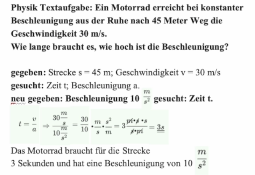 'Video thumbnail for Zeit und Beschleunigung berechnen Physik Textaufgabe'
