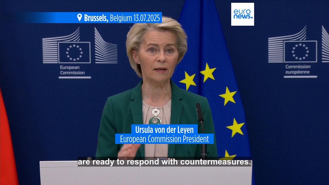 'Video thumbnail for Leaders of EU and Mexico criticise Trump's 30% tariffs while urging unity'