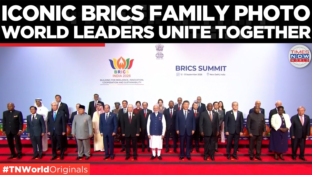 Video thumbnail for WATCH: Modi-Putin-Xi Steal Spotlight At BRICS Family Photo | BRICS 2026