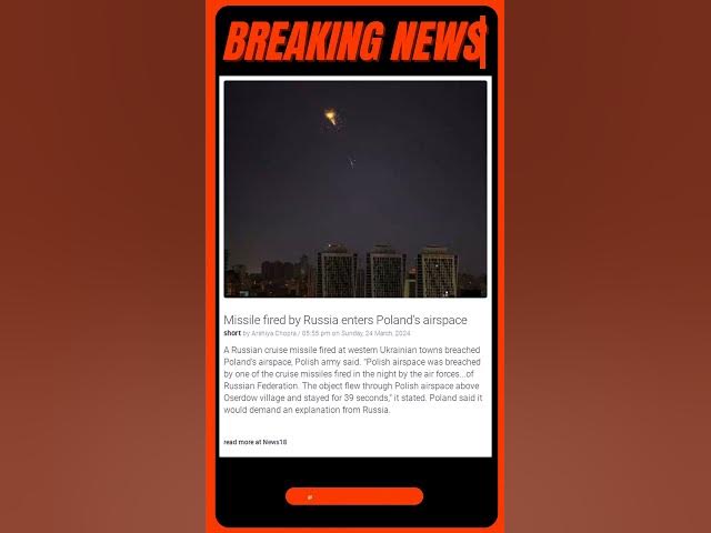 Video thumbnail for Missile fired by Russia enters Poland's airspace | #shorts #news