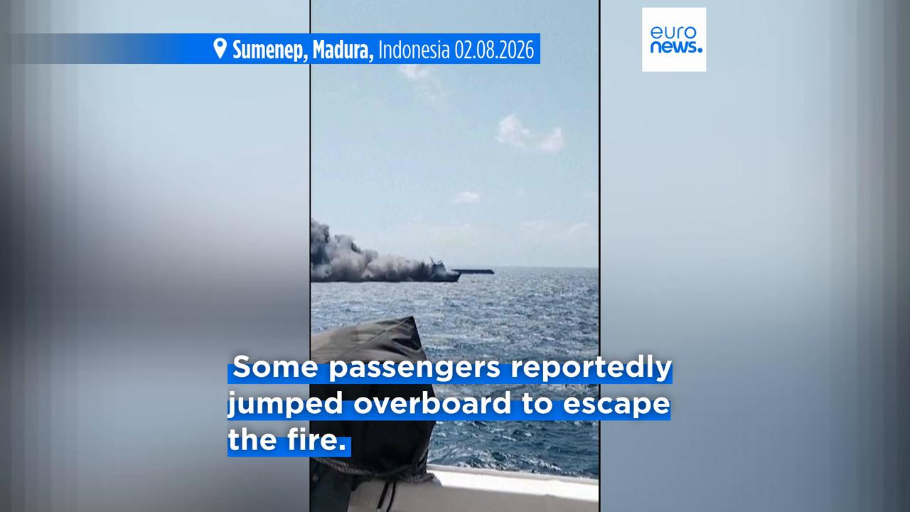 Video thumbnail for At least five dead and 41 missing after an Indonesian ferry caught fire at sea