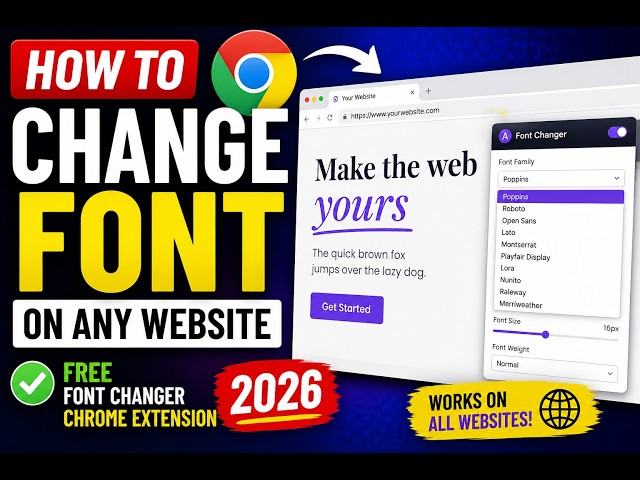 Video thumbnail for How to Change Font on Any Website in Chrome – FREE Font Changer Chrome Extension 2026