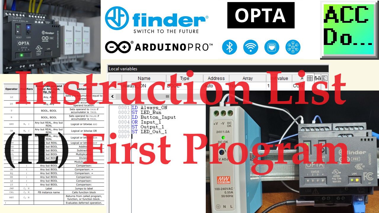 'Video thumbnail for Arduino OPTA PLC - Instruction List (IL) First Program'