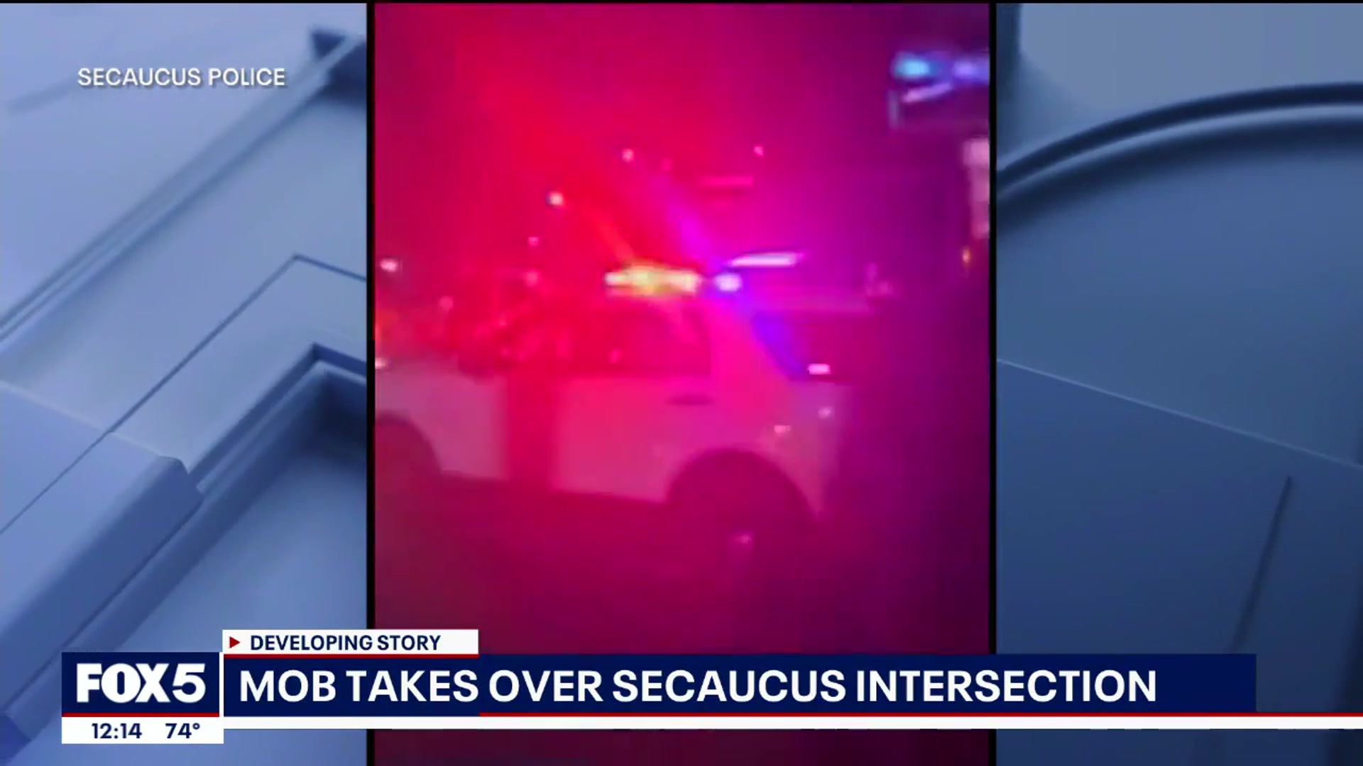 'Video thumbnail for Large mob takes over Secaucus intersection'