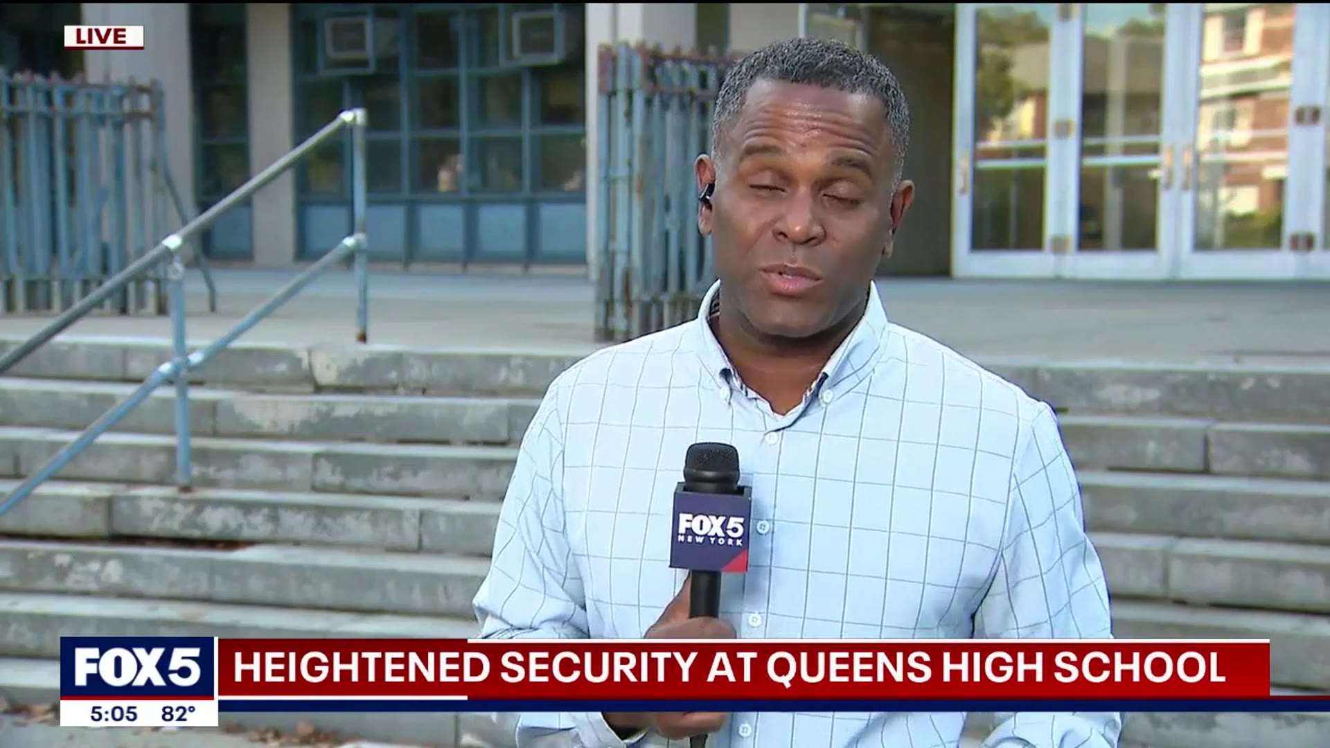 'Video thumbnail for Heightened security at Queens high school post social media threat'