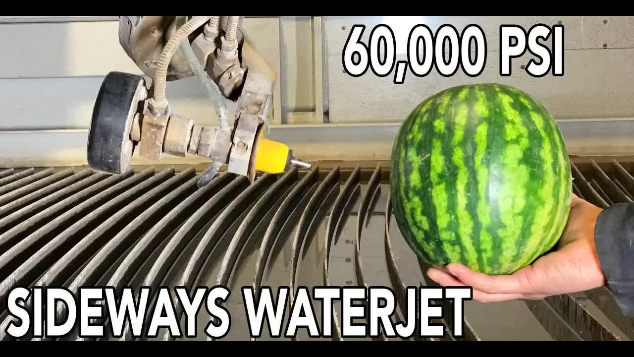 Video thumbnail for Five-Axis Water Jet Cutting: Watermelon & Pineapple Precision