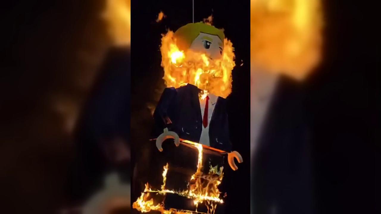 Video thumbnail for Iran: Trump Effigy Burned in Mashhad.