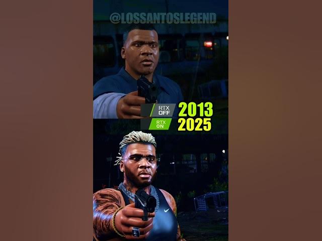 Video thumbnail for GTA 5 2013 vs 2025 Remastered Graphics Comparison #gta5 #gta #gtx #rtx4090 #shorts