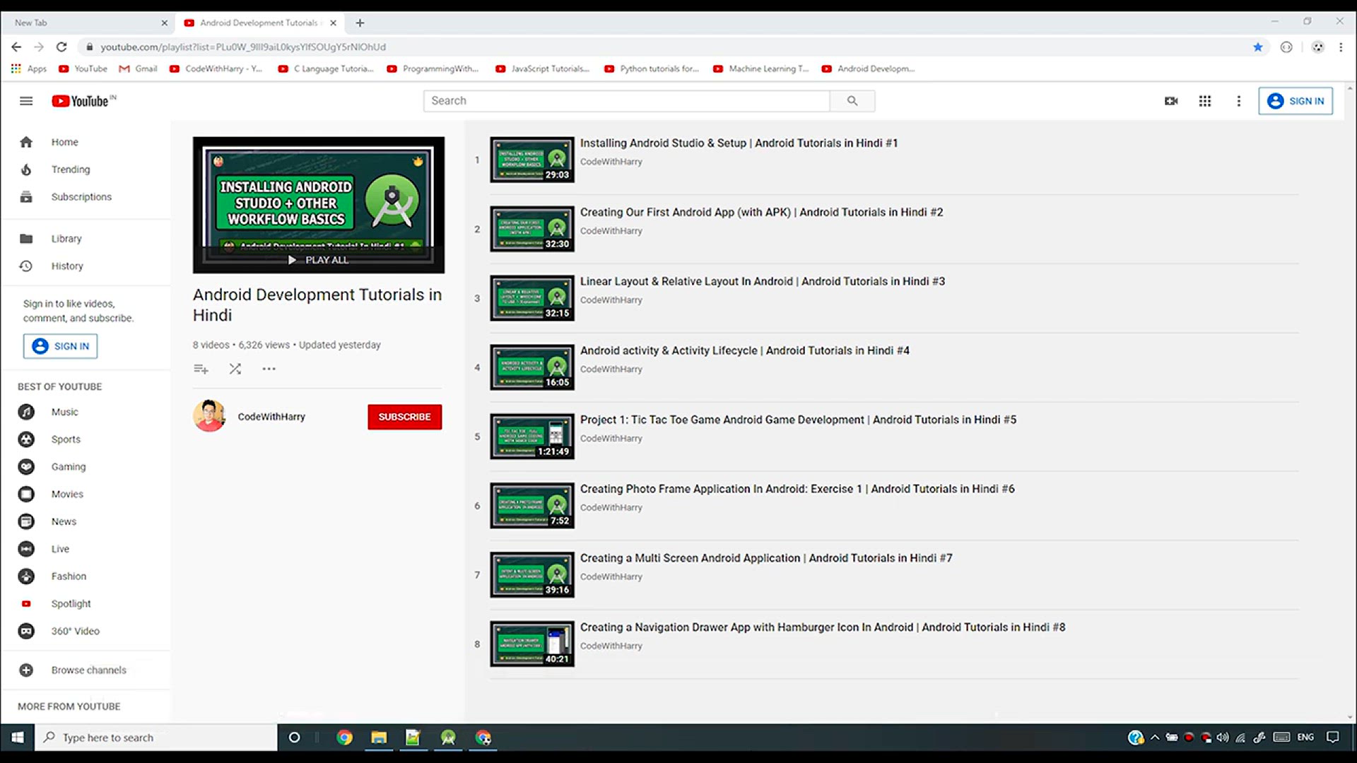 'Video thumbnail for Embedding Video with media controls in Android _ Android Tutorials in Hindi #9'
