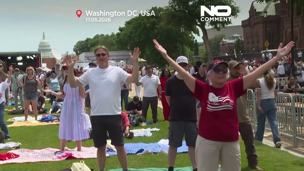 Video thumbnail for Thousands gather for Trump-backed prayer rally in Washington