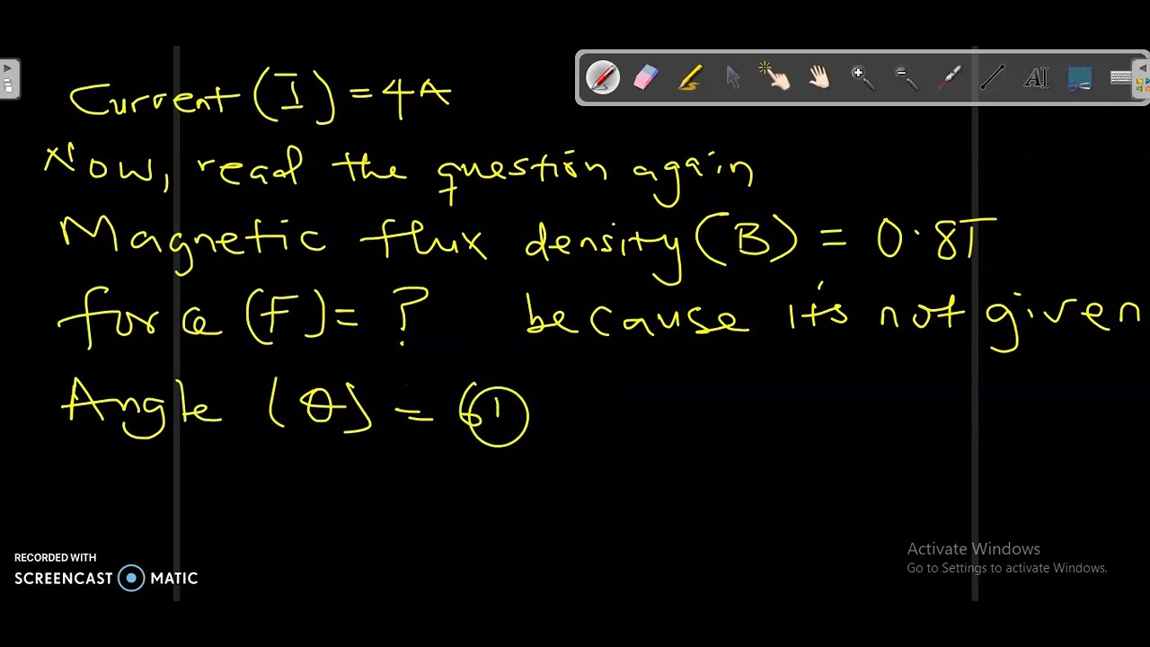 'Video thumbnail for A magnetic flux density of a 10m long stiff wire carrying acurrent of 4A is 0.8T'