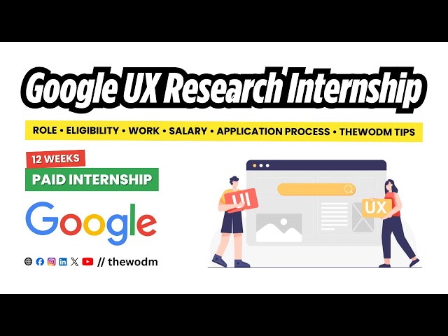 Video thumbnail for Google UX Research Internship | Salary, Eligibility, Application Process, Tips & Tricks | Thewodm
