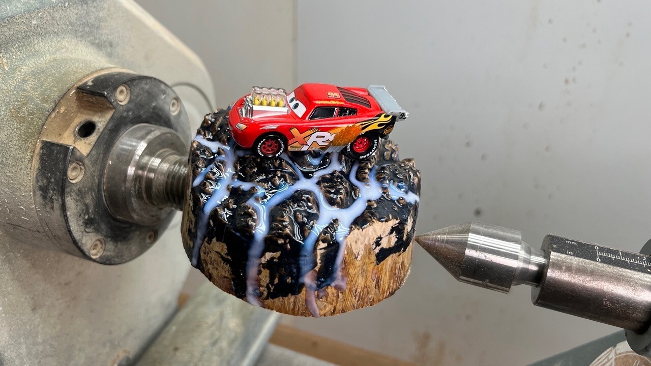 Video thumbnail for Woodturning - I stole my son's favourite hot wheels car, his reaction at the end is PRICELESS