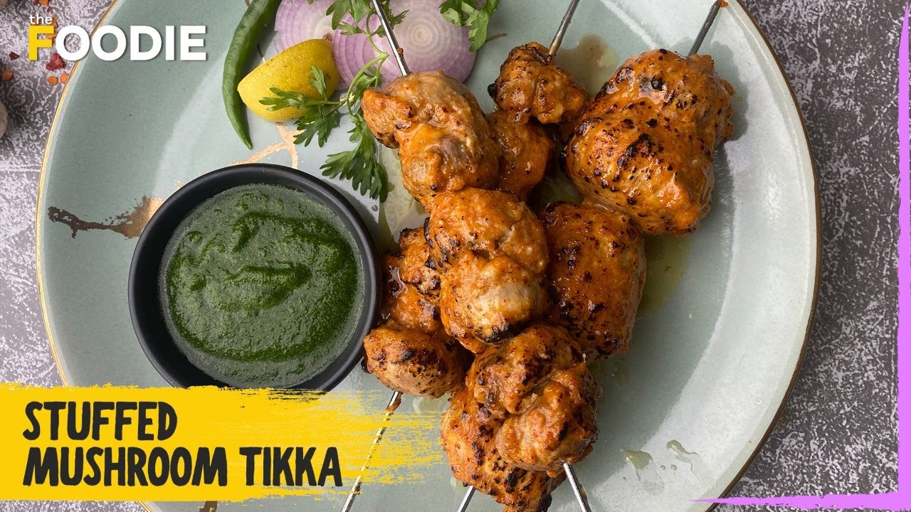 Video thumbnail for Stuffed Mushroom Tikka | Tandoori Tikka Recipe | Mushroom Kebabs Recipe