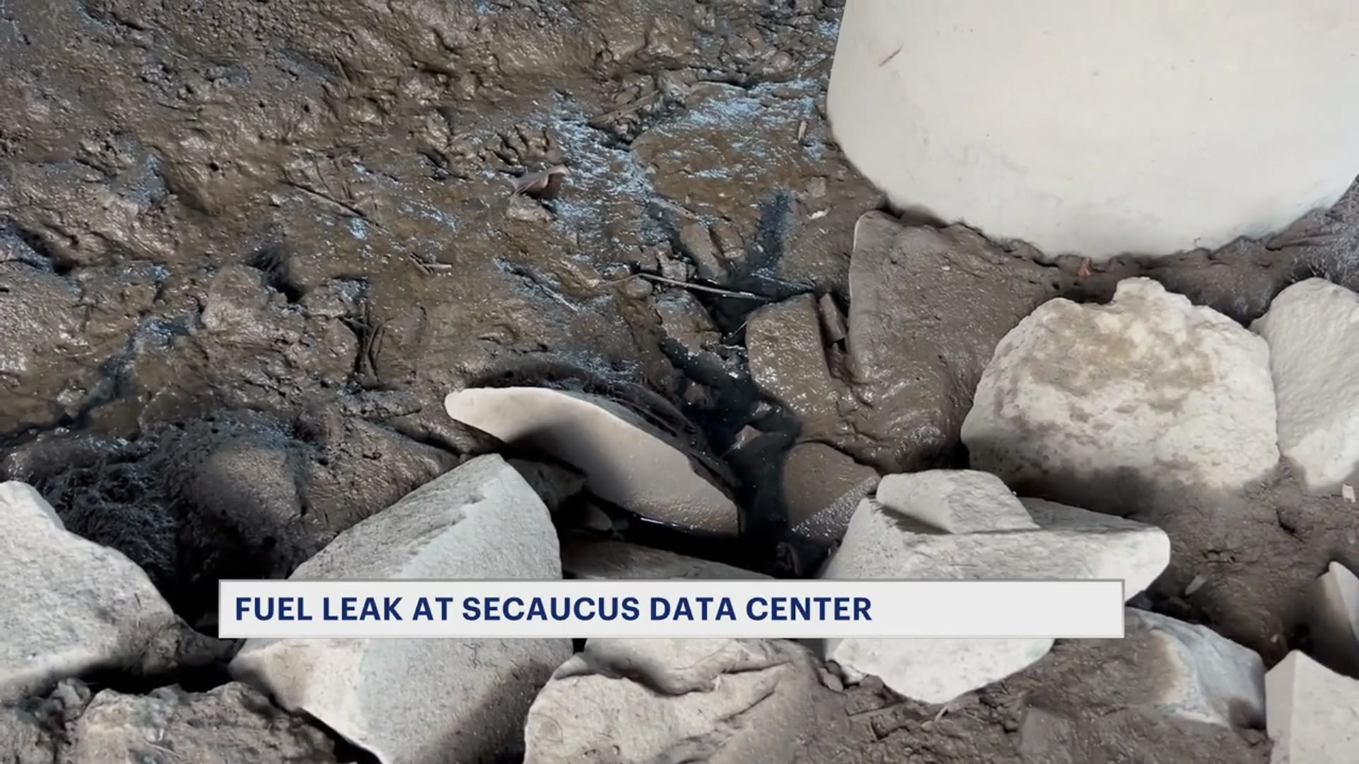 Video thumbnail for Data center fuel leak sends diesel into creek connected to Hackensack River