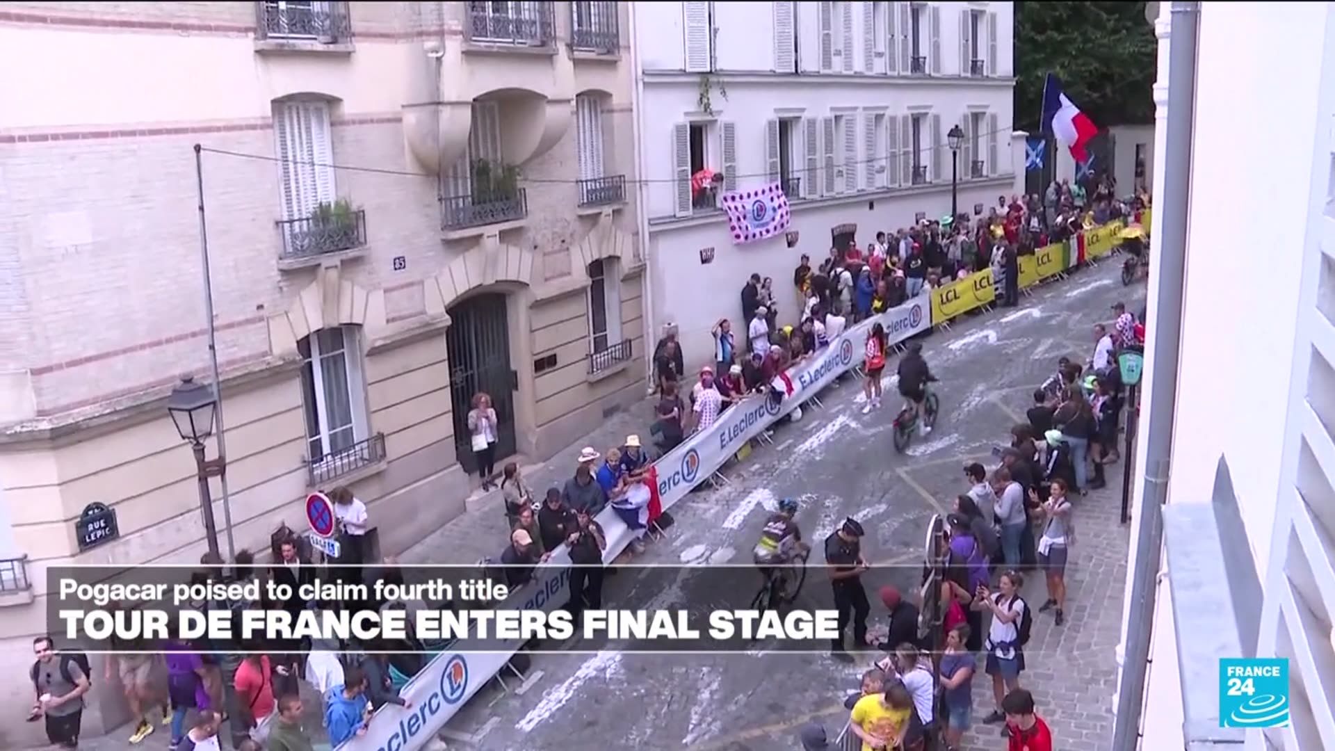 'Video thumbnail for Pogacar leads peloton into Paris for Tour de France final stage'