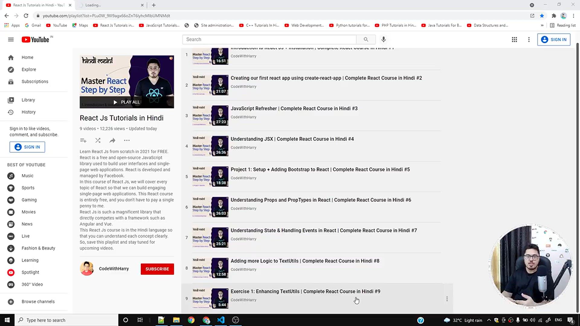 'Video thumbnail for Creating _Enable Dark Mode_ Button Using useState Hook  _ Complete React Course in Hindi #10'