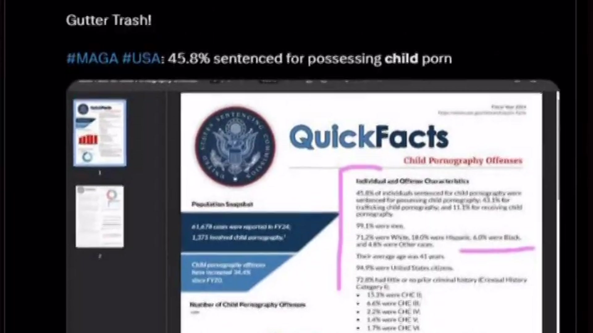Video thumbnail for United States of Child Pornography [71.2% White Male]