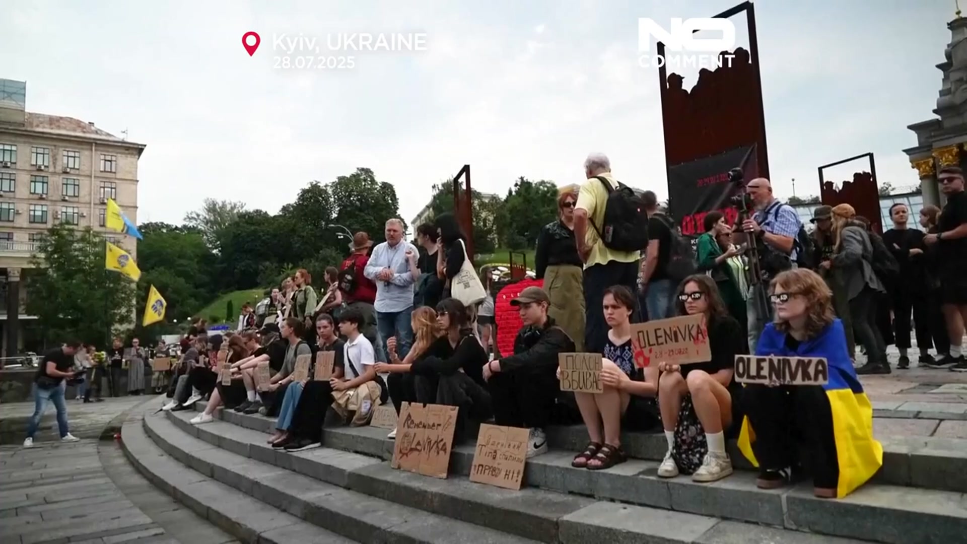 'Video thumbnail for Ukraine marks Olenivka prison blast anniversary in Kyiv'