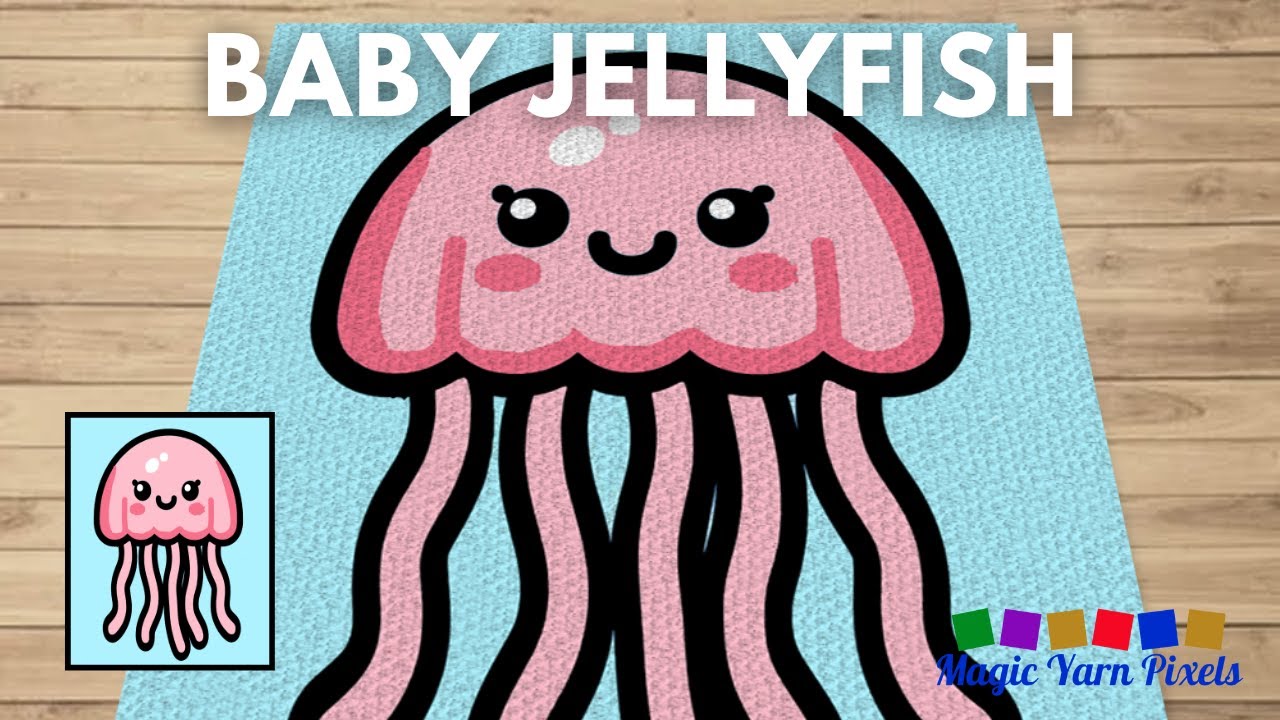 Video thumbnail for FREE GRAPH - Baby Jellyfish - C2C & Tapestry Crochet Pattern | Magic Yarn Pixels