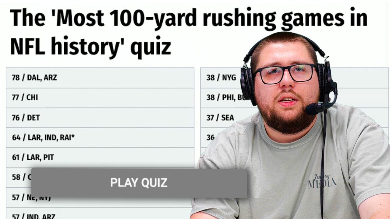 'Video thumbnail for Can we name the MOST 100- yard rushers in NFL history?'