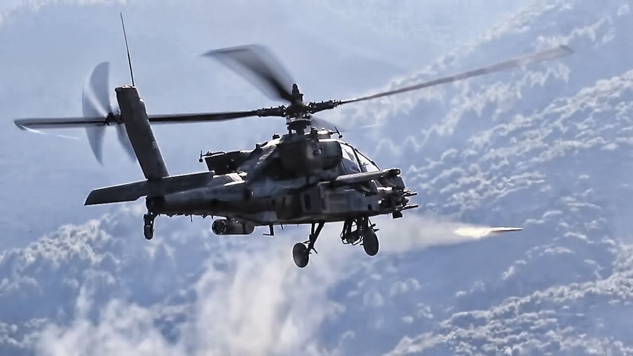 Video thumbnail for Apache Helicopters Fly Attack Cover For Greek Air Assault