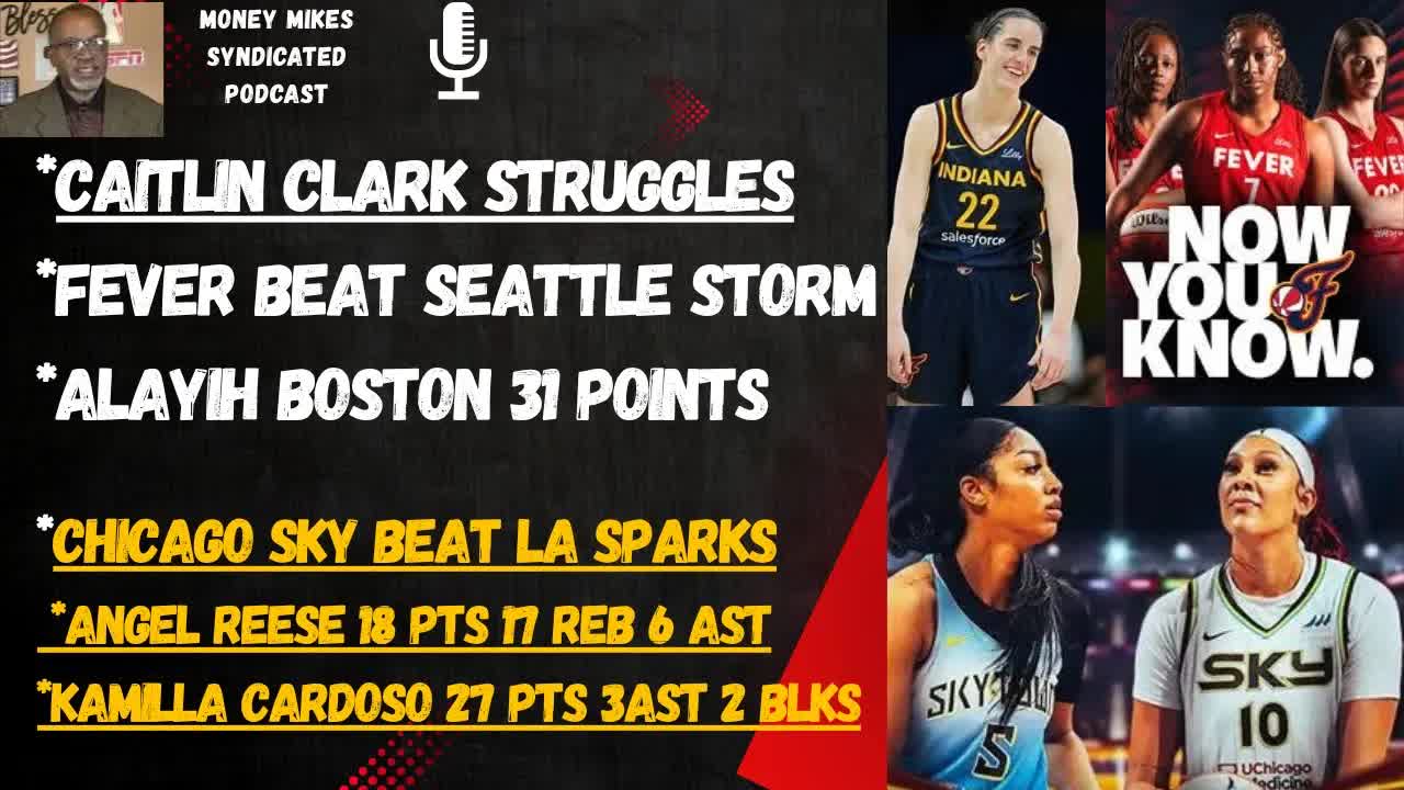 Video thumbnail for money mike’s syndicated podcast: caitlin clark & angel reese dominate! fever vs storm, sky vs sparks wnba showdown