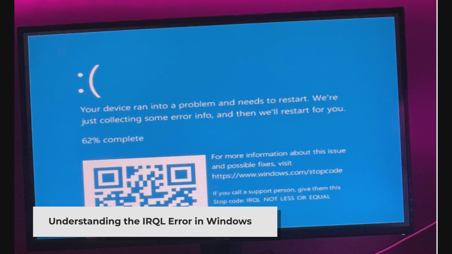 'Video thumbnail for Fix IRQL Not Less or Equal Blue Screen of Death error Windows PC'