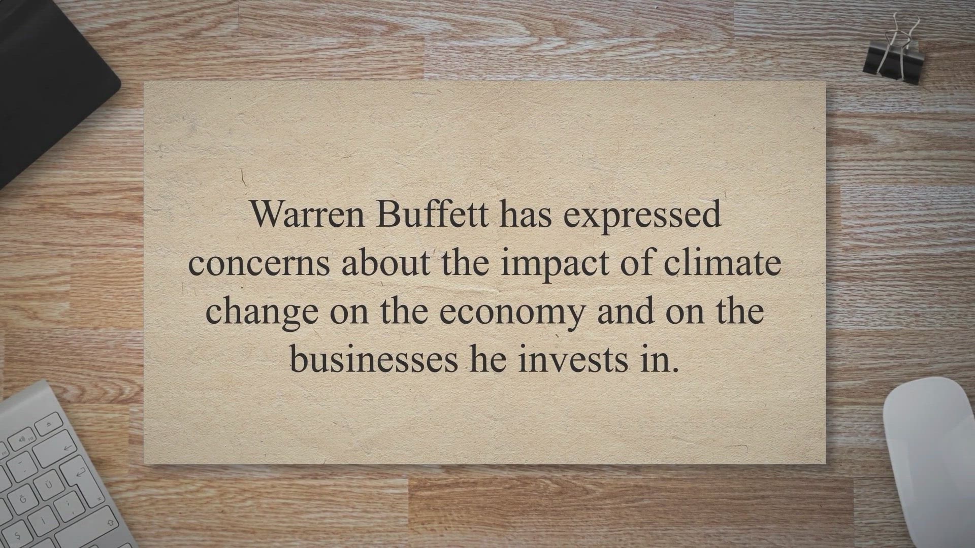 'Video thumbnail for Warren Buffett's Thoughts on Climate Change:'