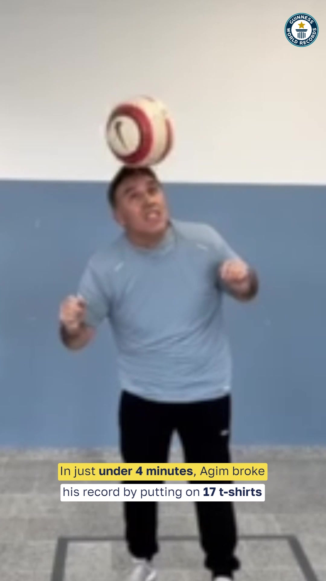 Video thumbnail for Most t-shirts put on while controlling a football (soccer ball) with the head - 17 by Agim Agushi
