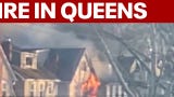 Video thumbnail for Three-alarm fire rips through Queens home on Christmas