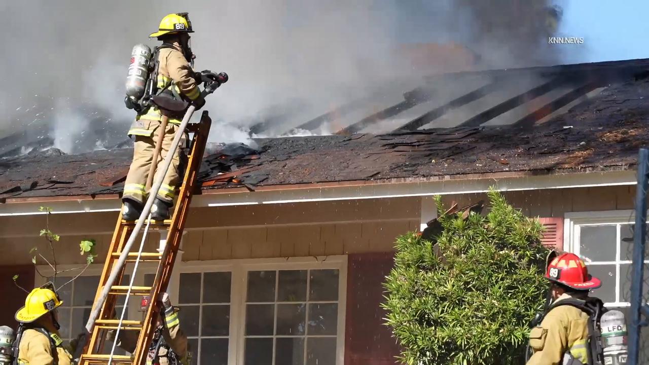 Video thumbnail for US, Los Angeles: Studio City House Fire.