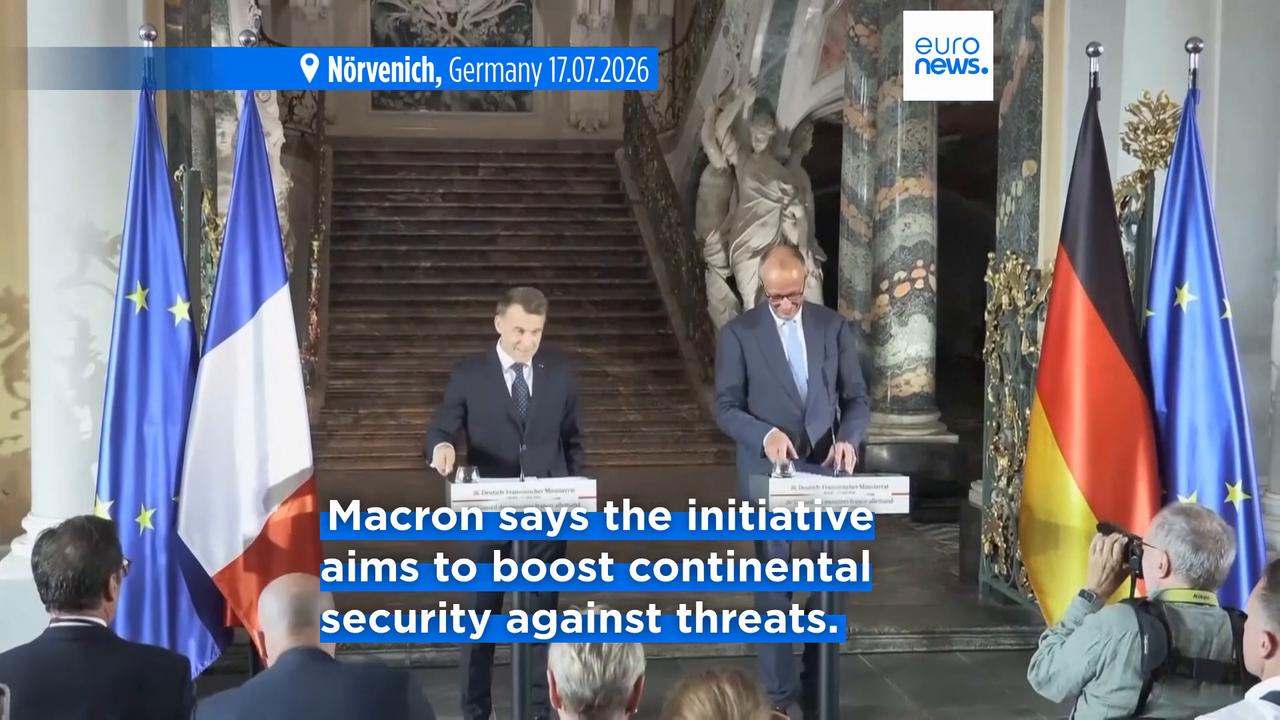 Video thumbnail for Macron and Merz agree to deepen defence ties and push for tougher stance on China