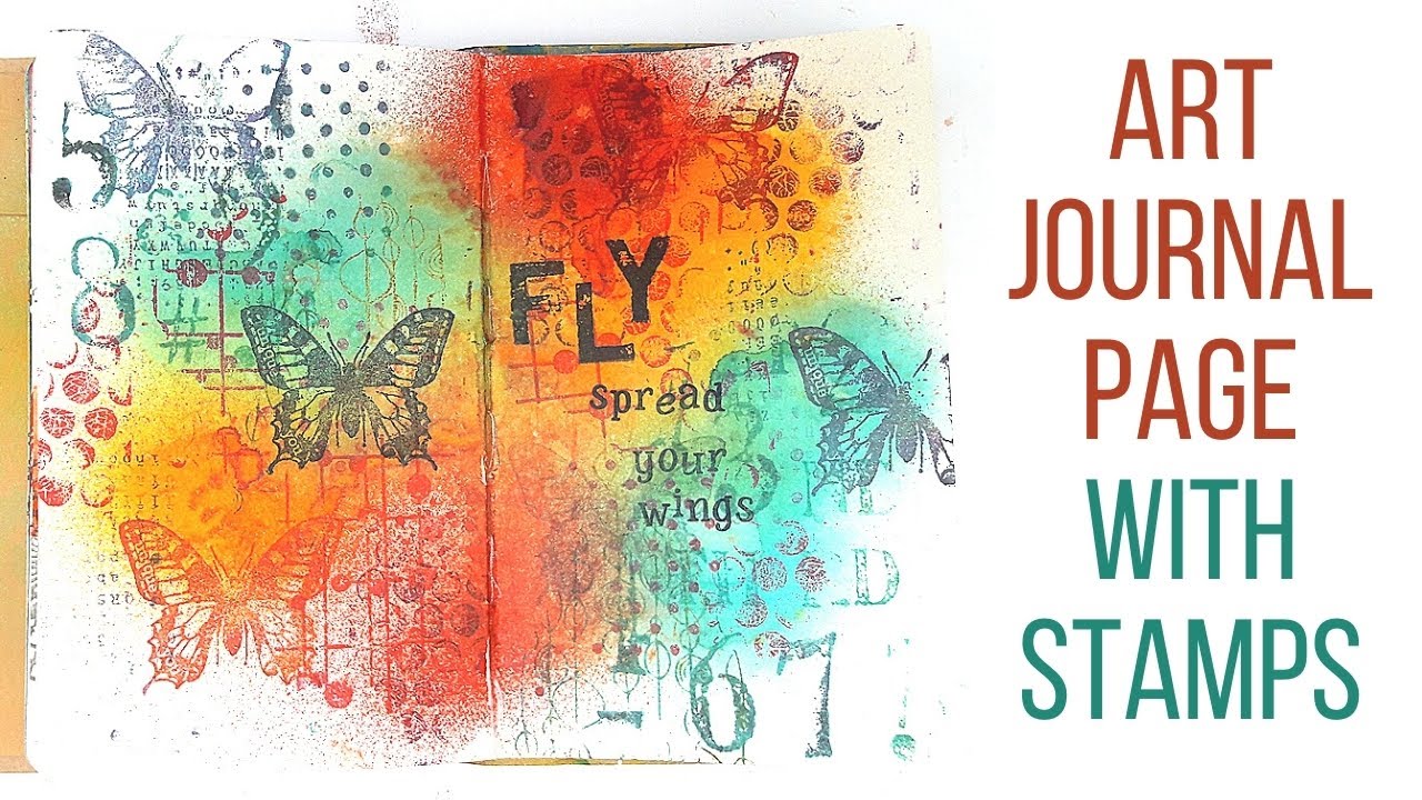 Video thumbnail for Art Journal Page Process with Stamps