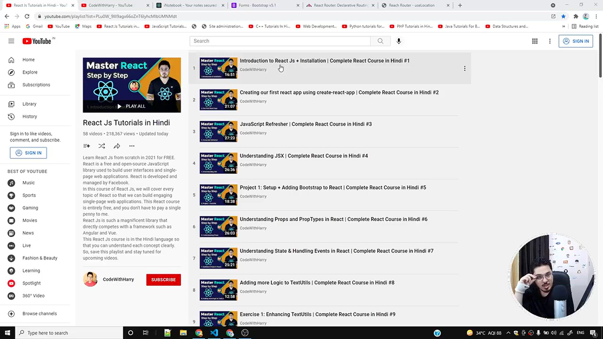 'Video thumbnail for useLocation Hook in React _ Complete React Course in Hindi #59'