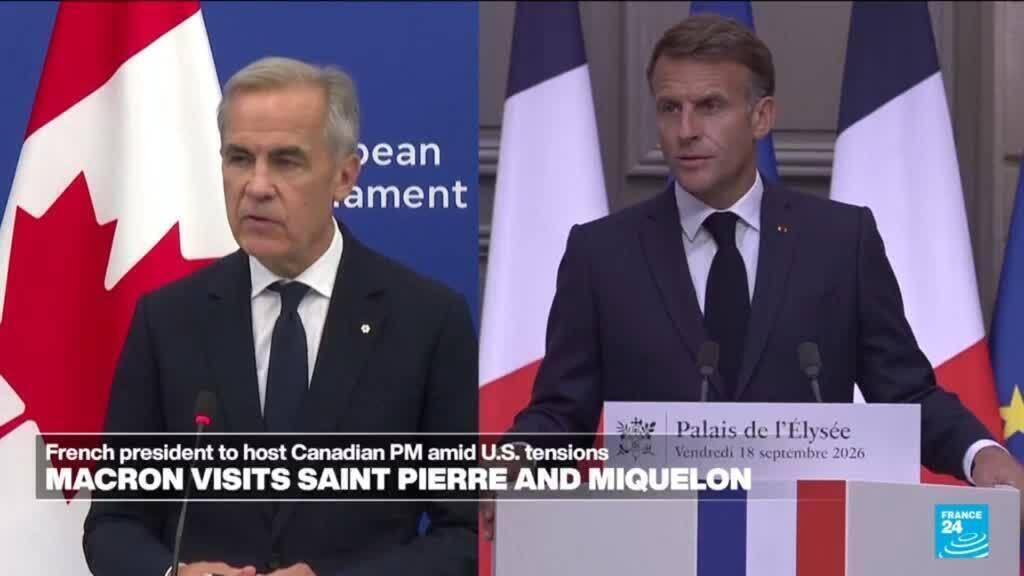 Video thumbnail for France's Macron hosts Canadian PM Carney amid US tensions