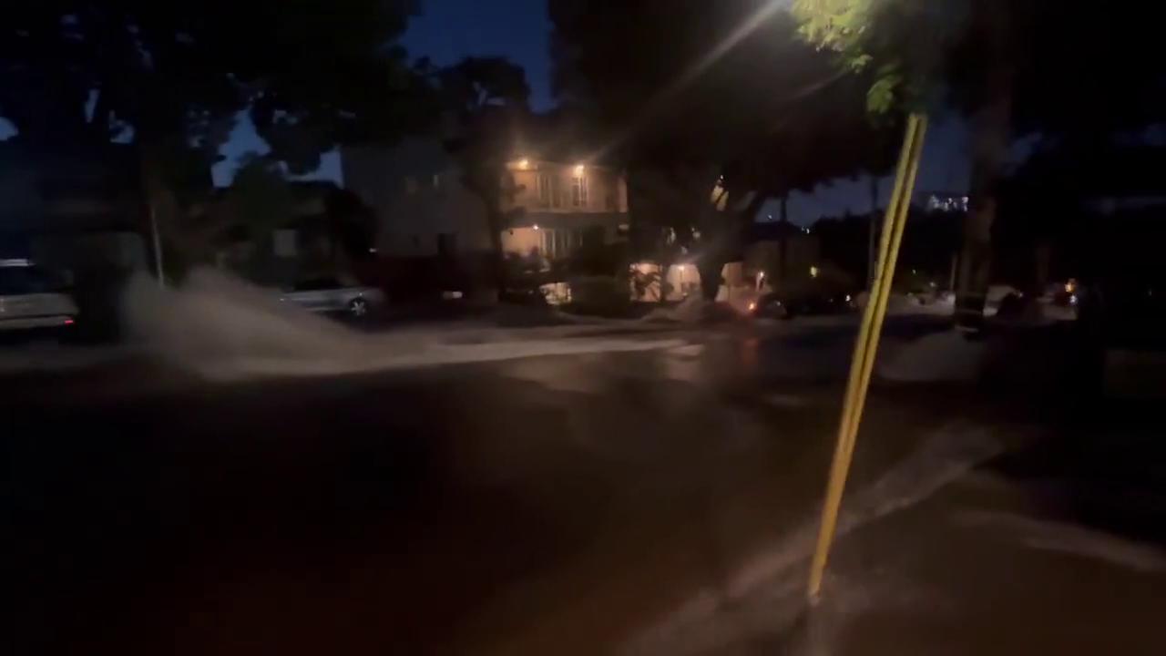 Video thumbnail for US: Century-Old Water Main Bursts in West Hollywood, Floods Streets.