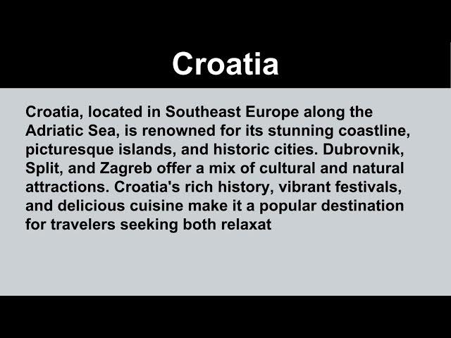 Video thumbnail for Short Essay on Croatia